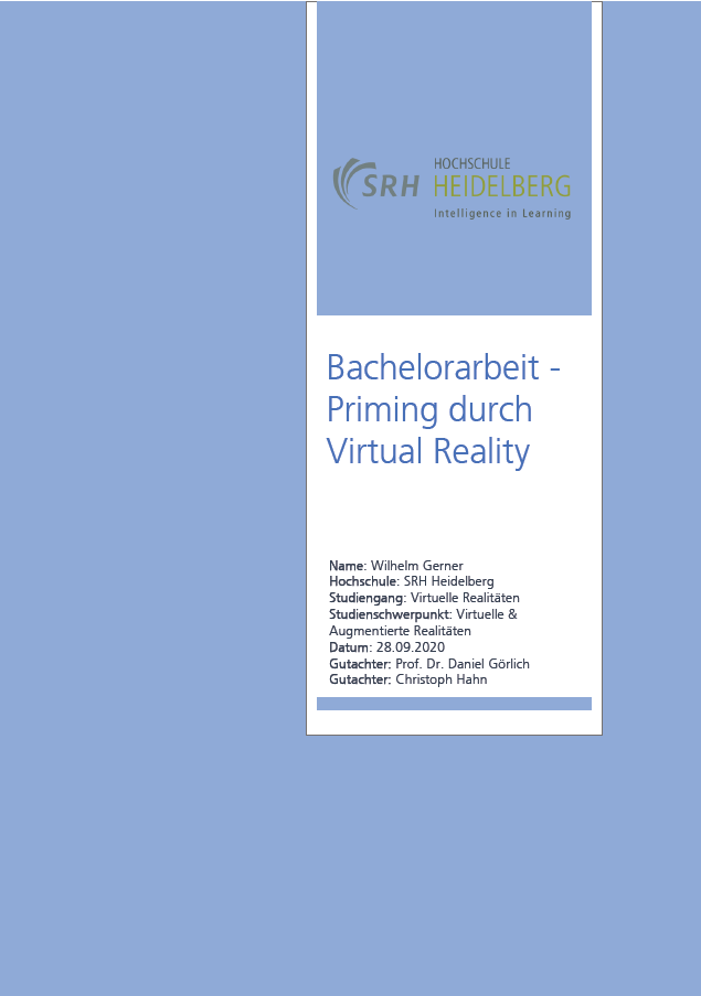 Priming in VR — bachelor thesis study setup with 360 degree video